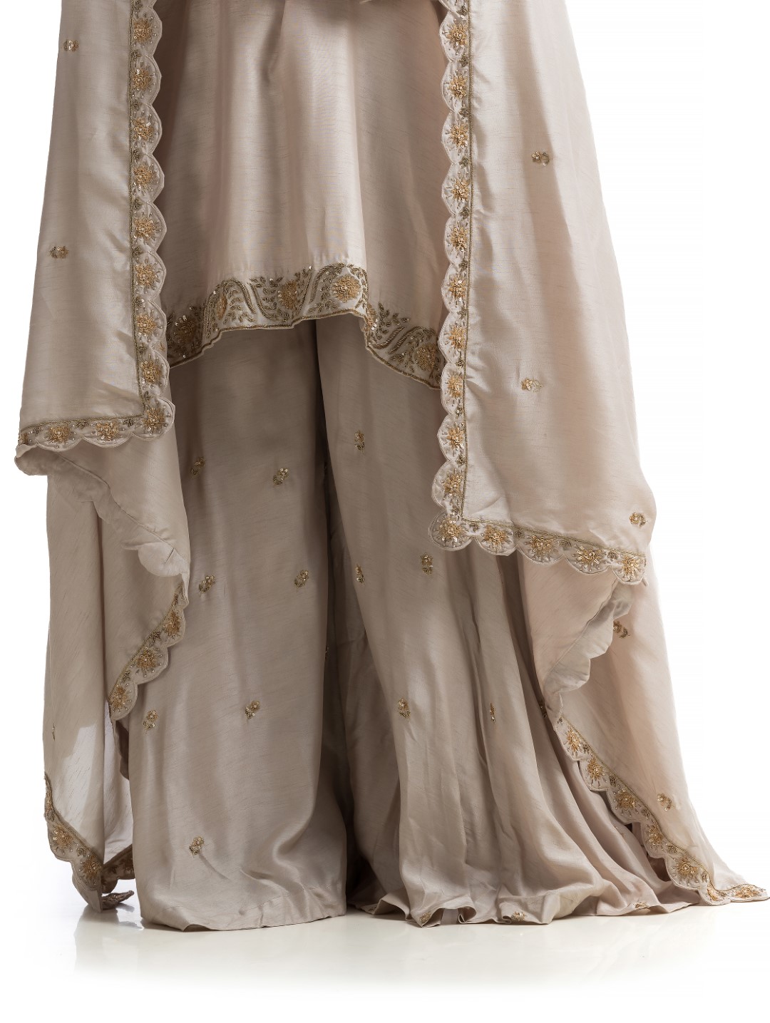 Regal Grey Sharara Set with Gold Zardosi